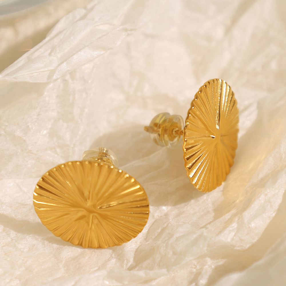 1 pair simple series retro geometric stainless steel  gold plated women stud earrings